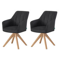 ESSZIMMERSTUHL THOMAS-ELLY 2er-Set 360°drehbar - Schwarz, Holz/Textil (57/85/62cm) - DUBI Möbel