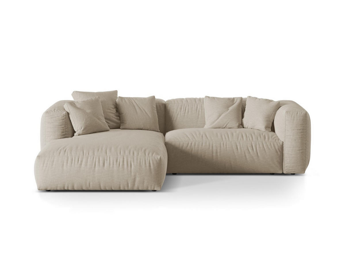 ECKSOFA modular links Martina aus strukturiertem Stoff leichtes beige 2 Sitzplätze - Creme, Textil (176/283cm) - Micadoni