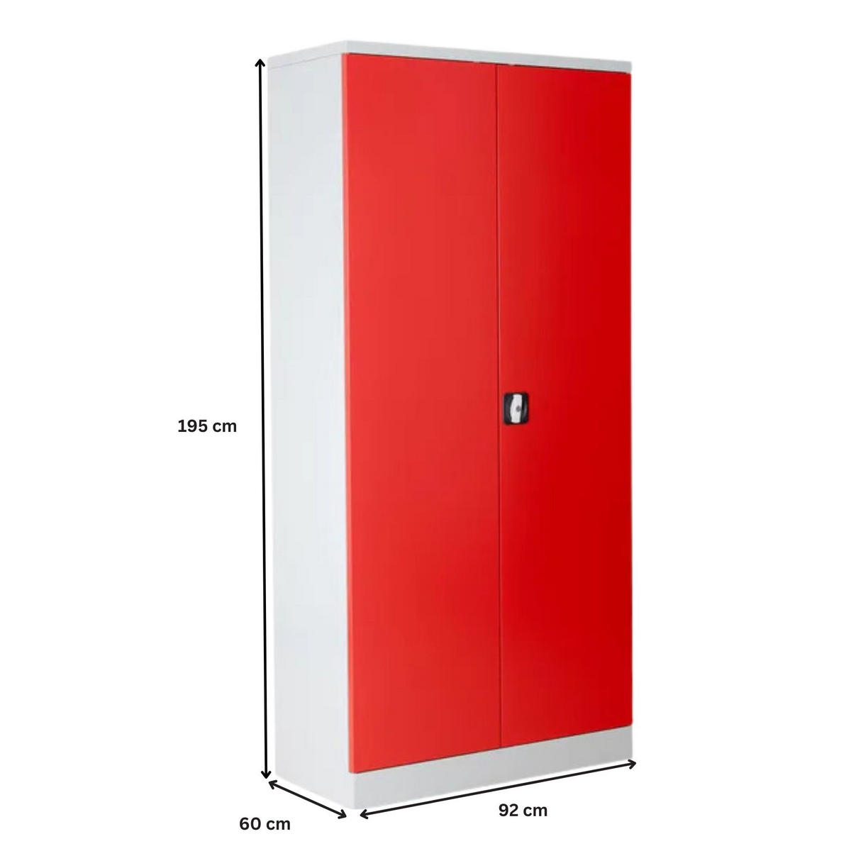 STAHLSCHRANK Bee mit 5 verzinkten Fachböden 195x92x60 cm Korpusfarbe Lichtgrau Frontfarbe Feuerrot - Rot, Metall (92/195/60cm)