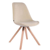 STUHL Samt creme - Eukalyptusholzfarben/Creme, Holz/Textil (48/84/56cm) - CLP