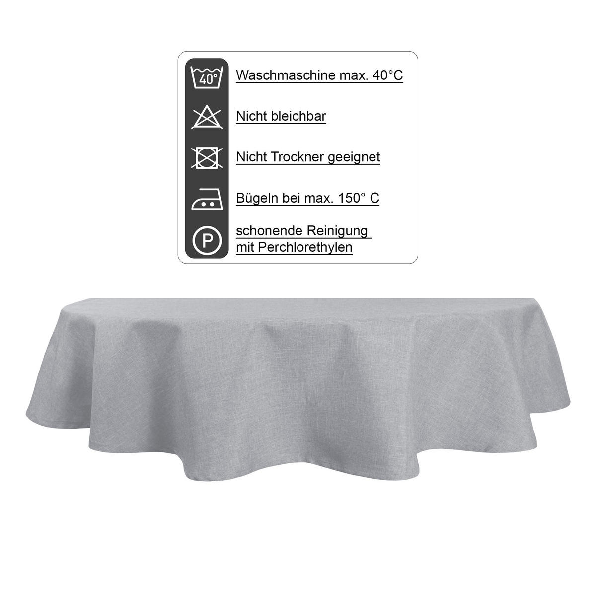 TISCHDECKE Leinenoptik 135/180 cm oval Silber - Silberfarben, Textil (135/180cm) - TiborTex