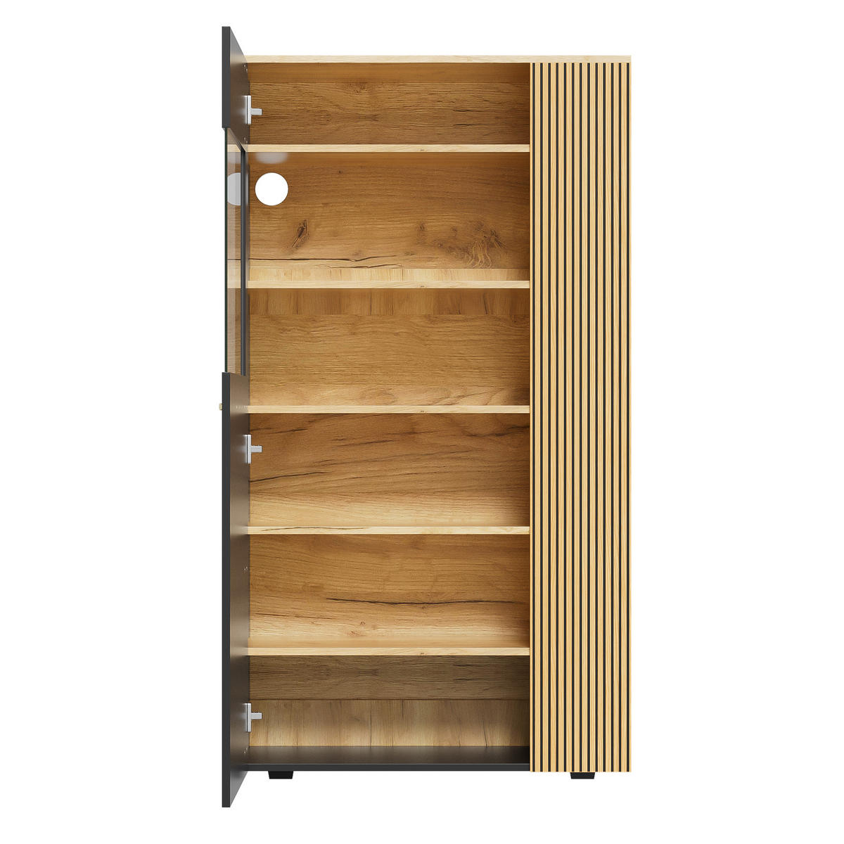 SCHRANK 80/40/146 cm schwarz/natur aus Spanplatte mit LED - Schwarz, Holzwerkstoff (80/146/40cm) - OKWISH