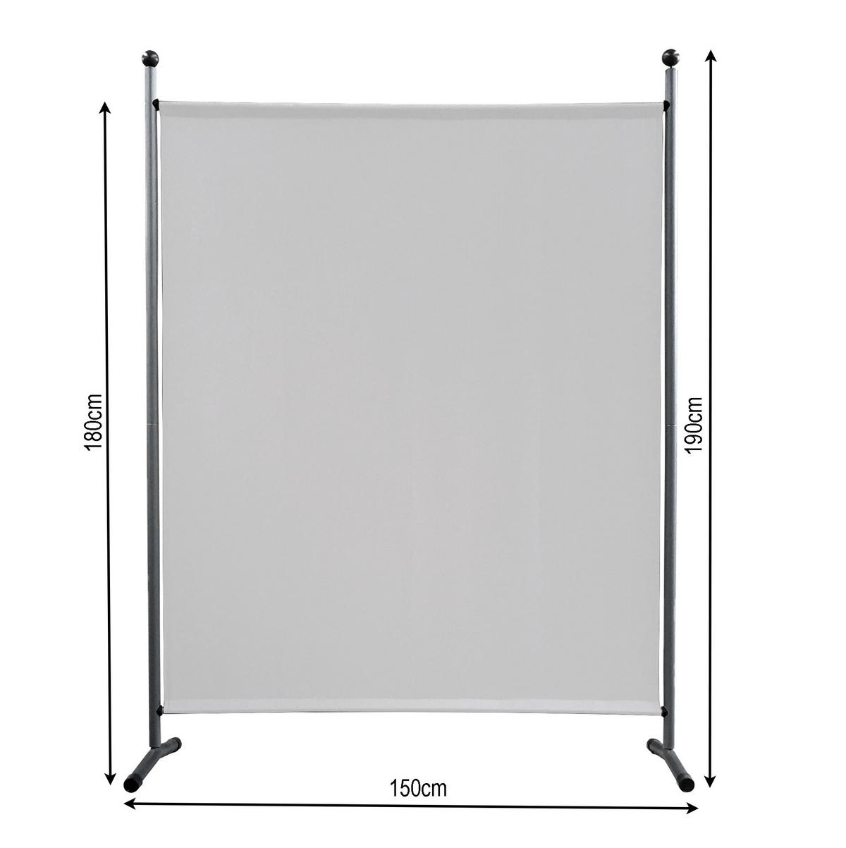 PARAVENT 1-tlg. 150x190 cm Weiß - Weiß, Metall (150/190cm) - QUICK STAR