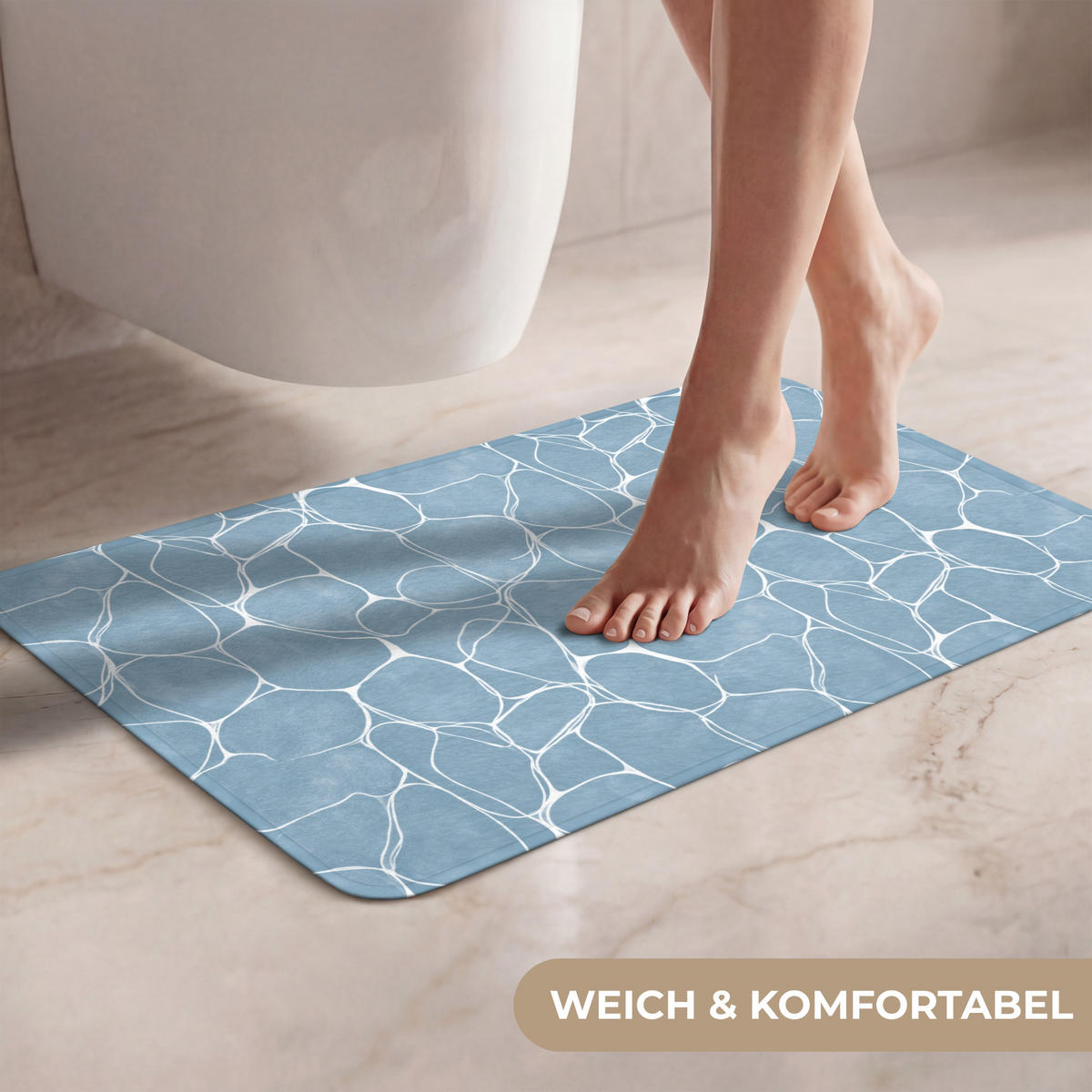 WC PŘEDLOŽKA Organic - vzor - modrá 60x40 cm - světle modrá, textil/plast (60/1cm) - OnlyWow