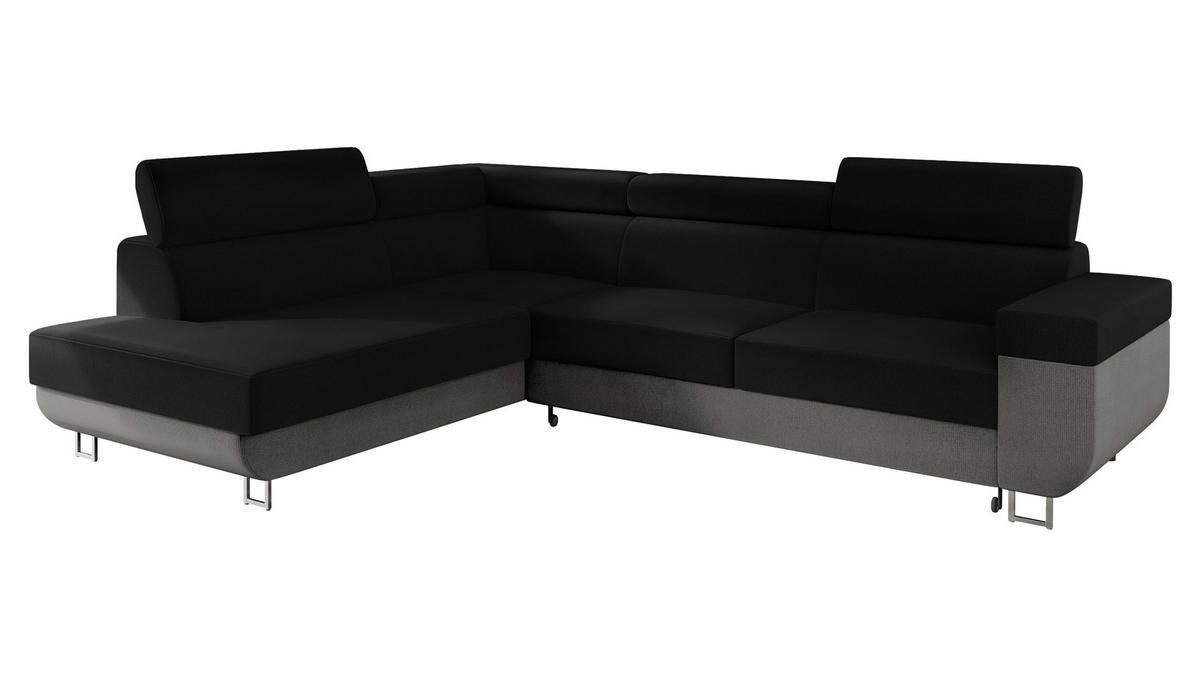 ECKSOFA Fonti, Seite: Links - Schwarz, Holz/Textil (253/188cm) - MIRJAN24