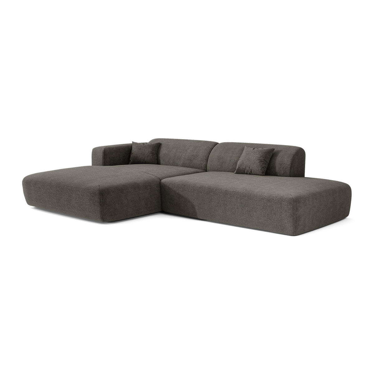 ECKSOFA LINKS Gemusterter Samt Grau 310cm - Grau, Textil (96/300cm) - Sia Home