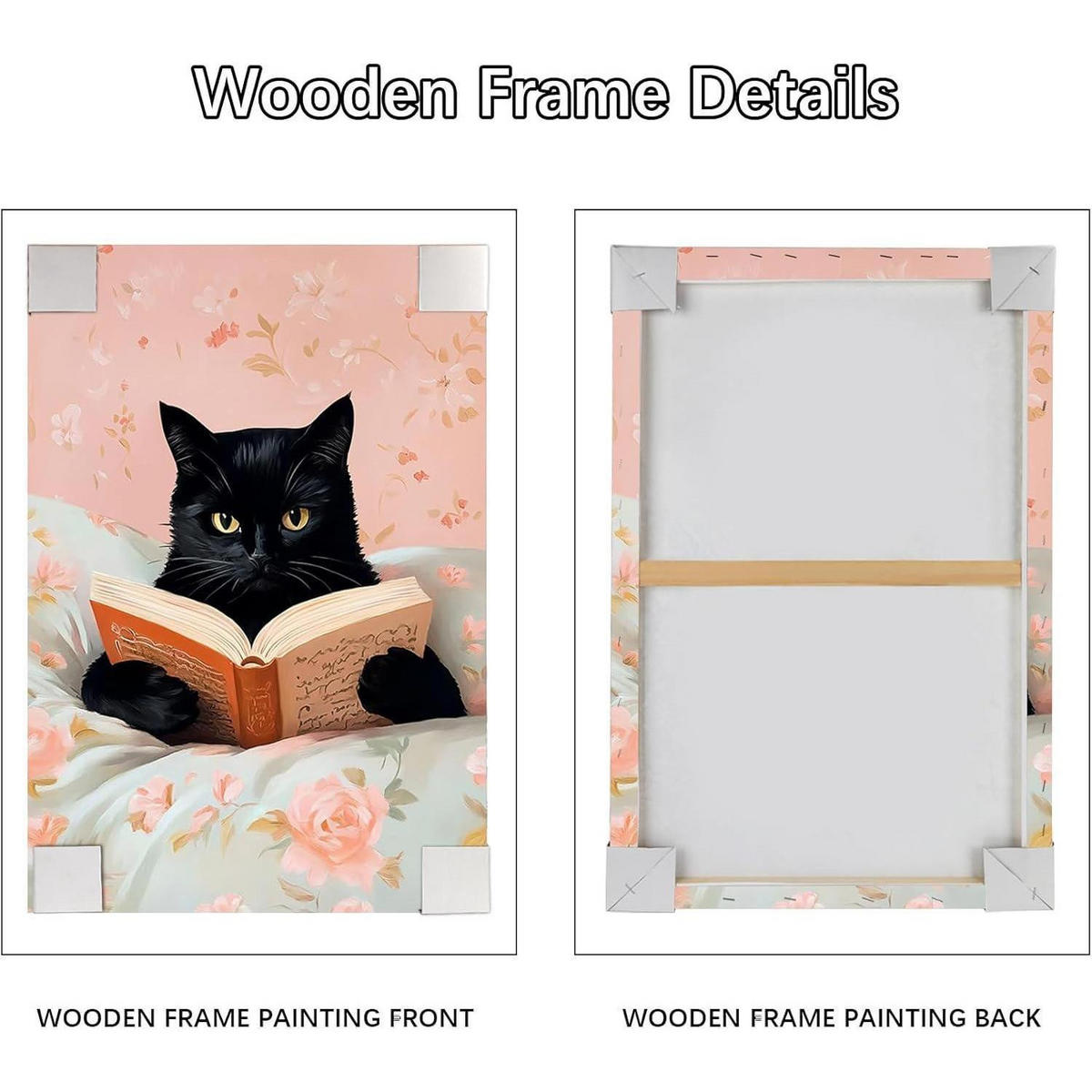 LEINWANDBILD Schwarze Katze mit Buch 30 x 40 cm - Schwarz, Textil (40/0.5cm)