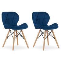 STUHL AMATRICE 2-er Set, Blau, mit Samtstoff gepolstert - Blau, Holz/Textil (48/74/53cm) - Komodee