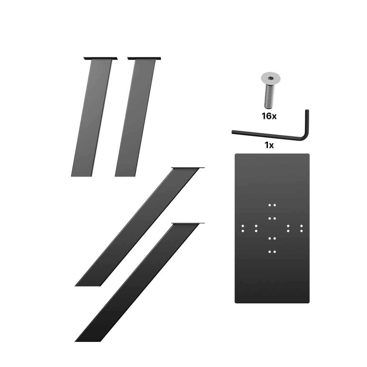 TISCHBEINE Wasat Metall Schwarz 72cm - Schwarz, Metall (70/72/160cm) - Metalo Pro