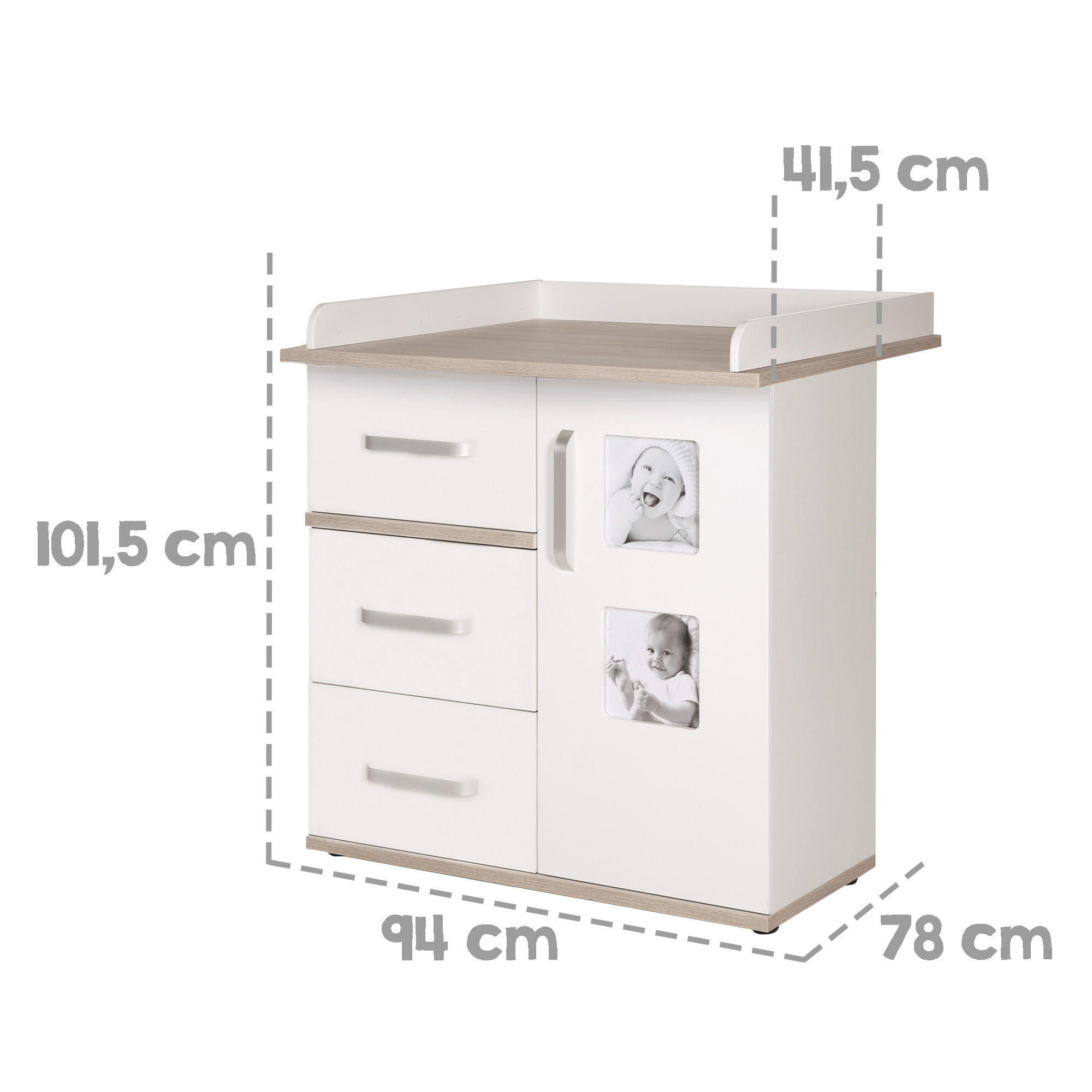 BABYZIMMER-SET Moritz, mit schmaler Wickelkommode, 2-teilig - Weiß, Holzwerkstoff (76/81/142.5cm) - Roba