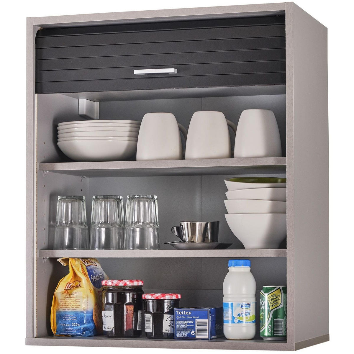 KÜCHENOBERSCHRANK mit Rolladentür 35/60/72cm - Alufarben, Holzwerkstoff (60/72/35cm) - Simmob