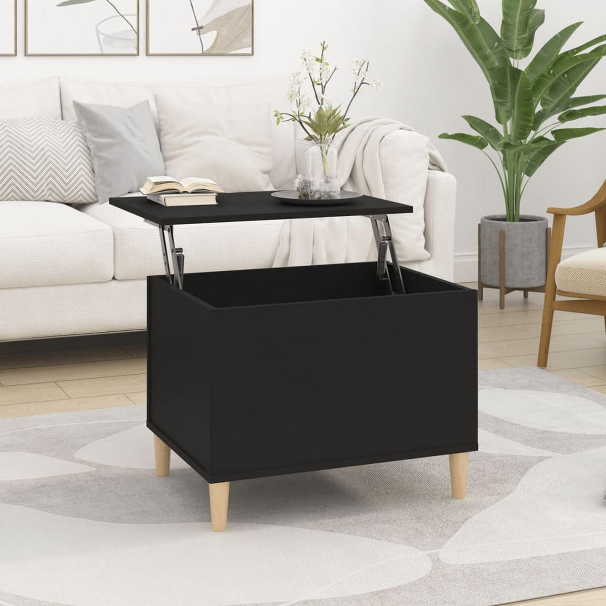 COUCHTISCH Schwarz 60x44,5x45 cm Holzwerkstoff - Schwarz, Holzwerkstoff (60/44.5/45cm) - furnicato