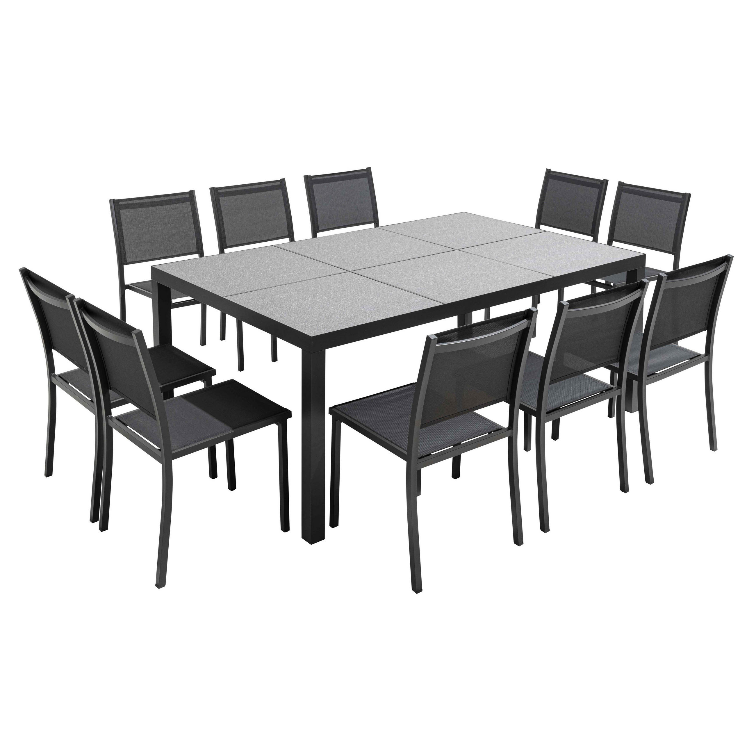 GARTENSET 11-tlg., Grau - Grau, Metall - Oviala