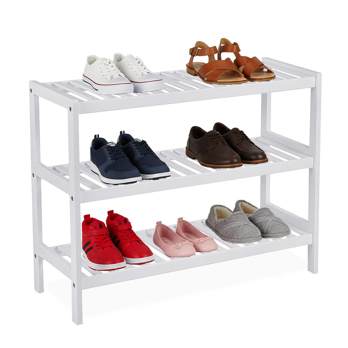 SCHUHREGAL - Weiß, Holz (70/55/26cm) - Relaxdays