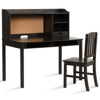 KINDERSCHREIBTISCH mit Hängeplatte braun(2-tlg) - Braun, Holzwerkstoff (111.5/110.7/60.5cm) - COSTWAY