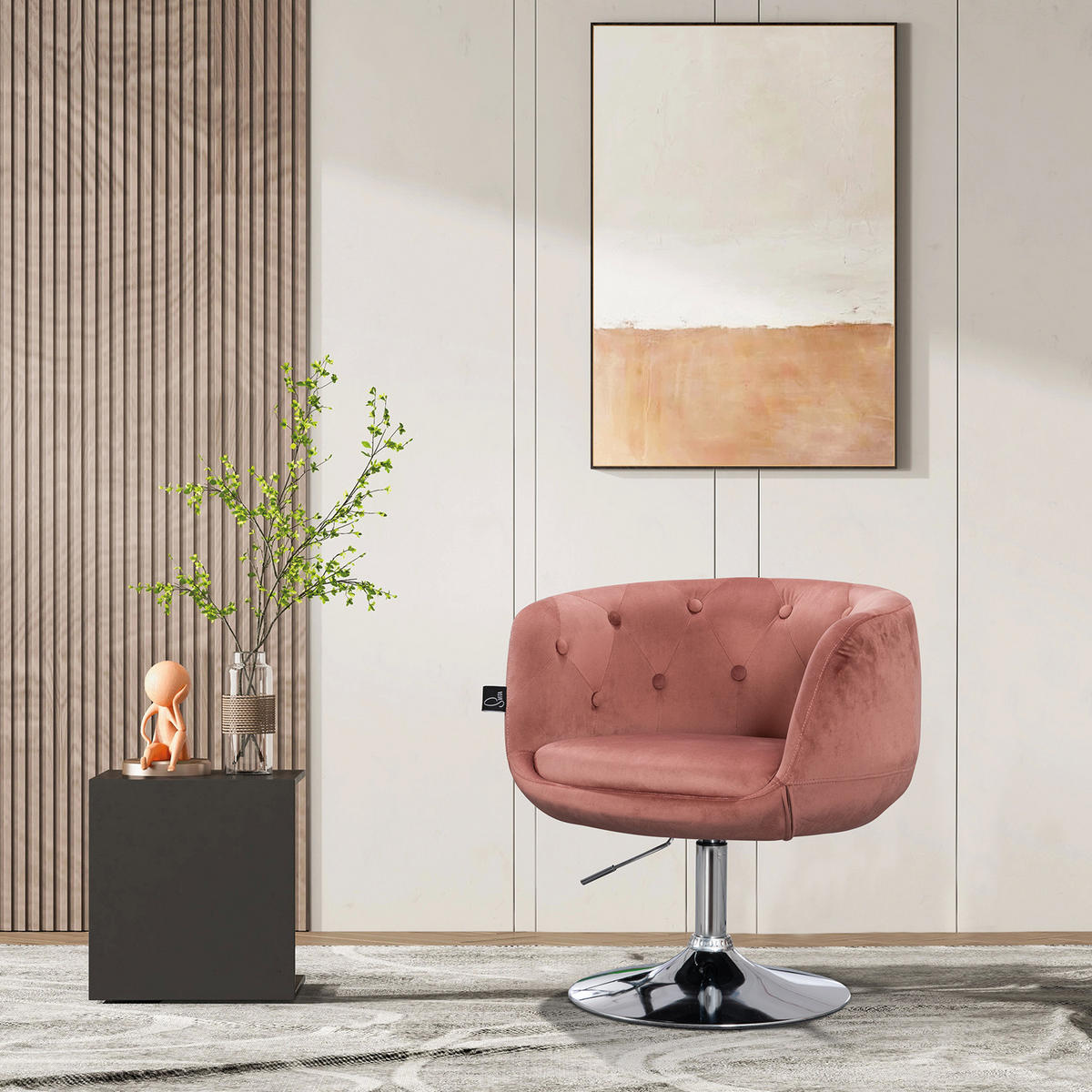COCKTAILSESSEL PANAMA Samt Rosa - Pink/Silberfarben, Textil (55/78/61cm) - SVITA
