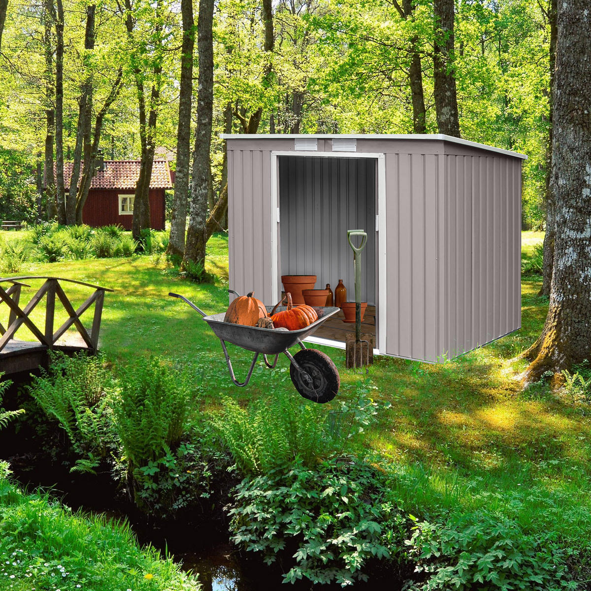 GERÄTEHAUS P100 Metall Hellgrau - Grau, Metall (130/173/213cm) - HATTORO