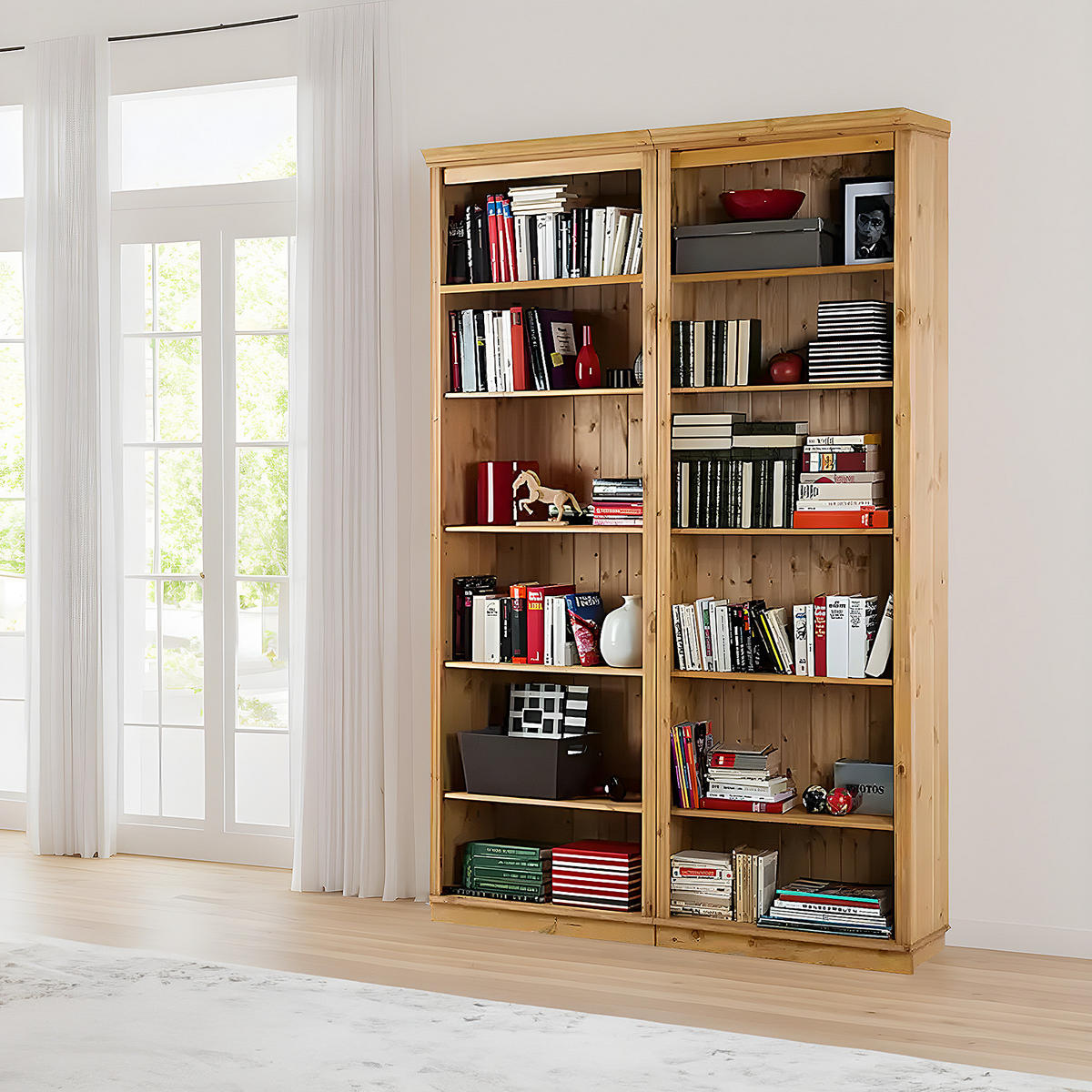 REGALWAND - Kiefer massiv, Typ A - Kieferfarben, Holz (148/223/37cm) - home24