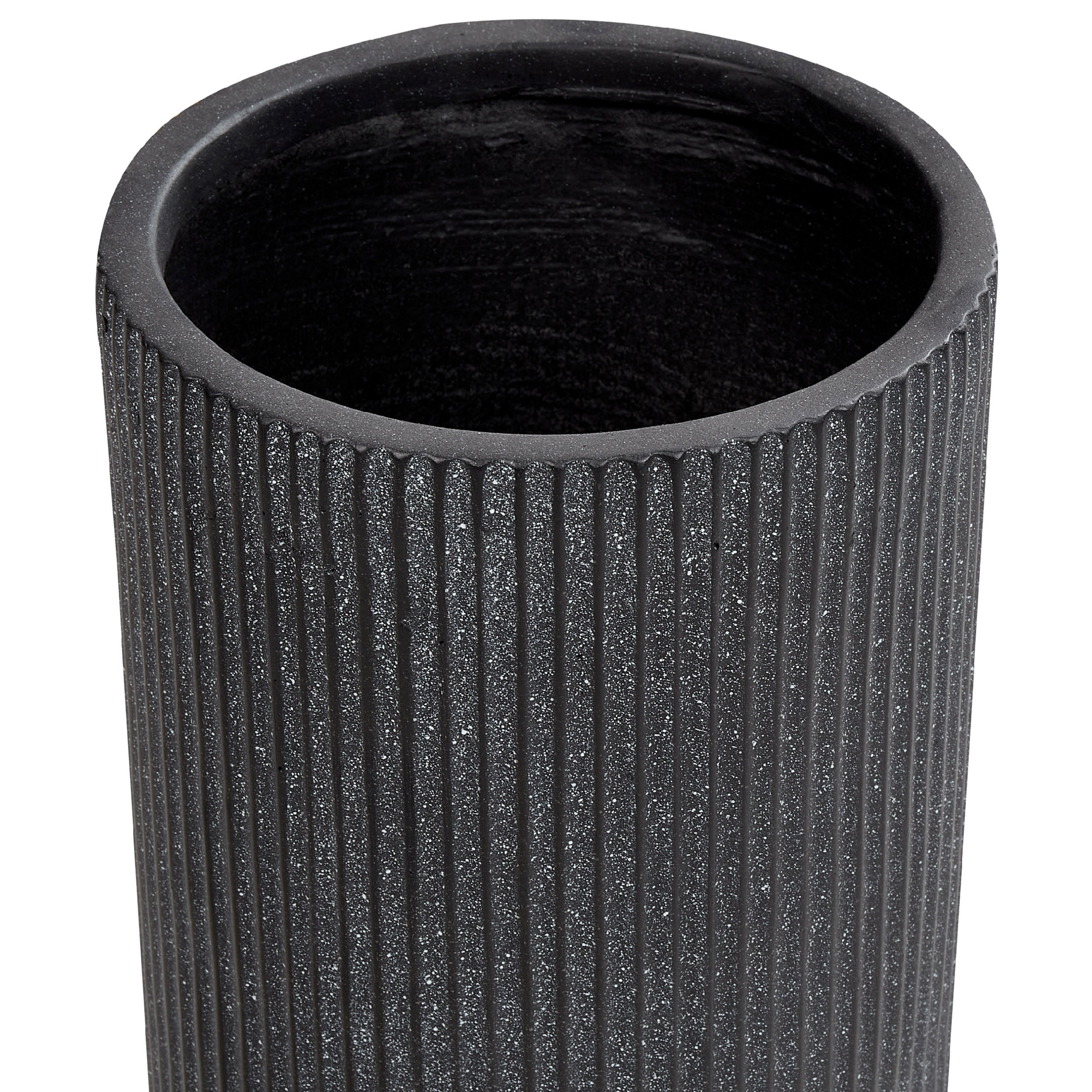 BLUMENTOPF schwarz rund 25/25/38 cm Eantio - Schwarz, Naturmaterialen (38cm) - Beliani