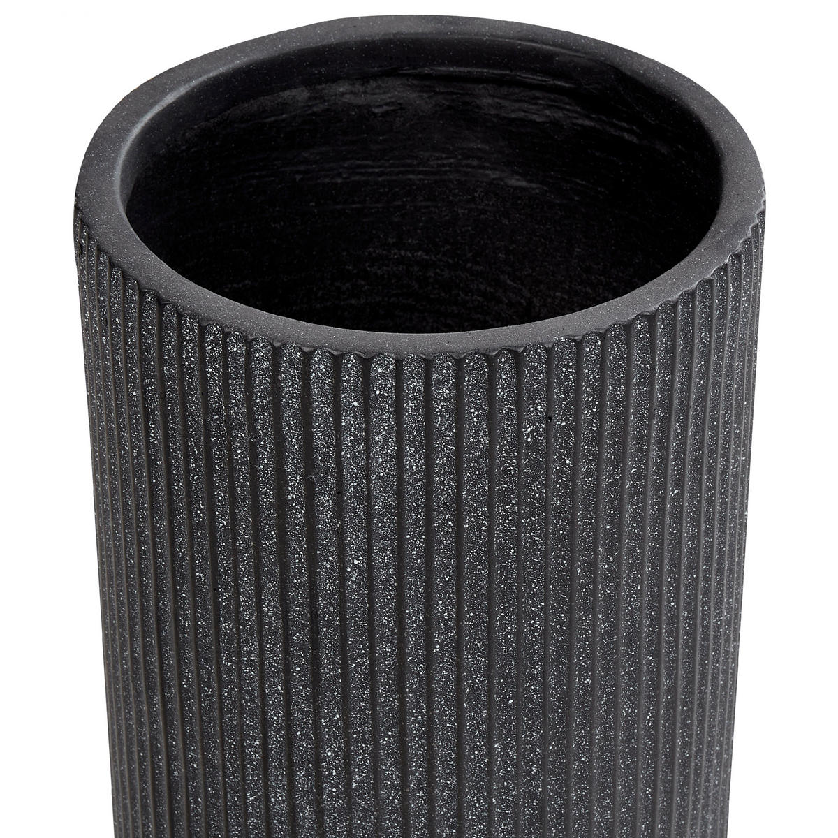 BLUMENTOPF schwarz rund 25/25/38 cm Eantio - Schwarz, Naturmaterialen (38cm) - Beliani