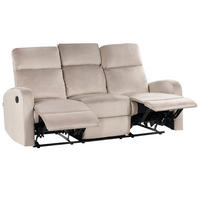 3-SITZER-SOFA Samtstoff taupe manuell verstellbar Verdal - Beige, Textil (180/102/73cm) - Beliani