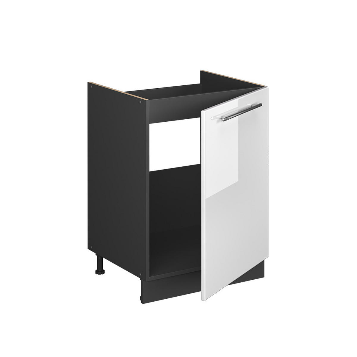 SPÜLENUNTERSCHRANK Fame-Line, Weiß Hochglanz/Anthrazit, 60 cm - Weiß Hochglanz/Anthrazit, Holzwerkstoff (60/82/60cm) - Vicco