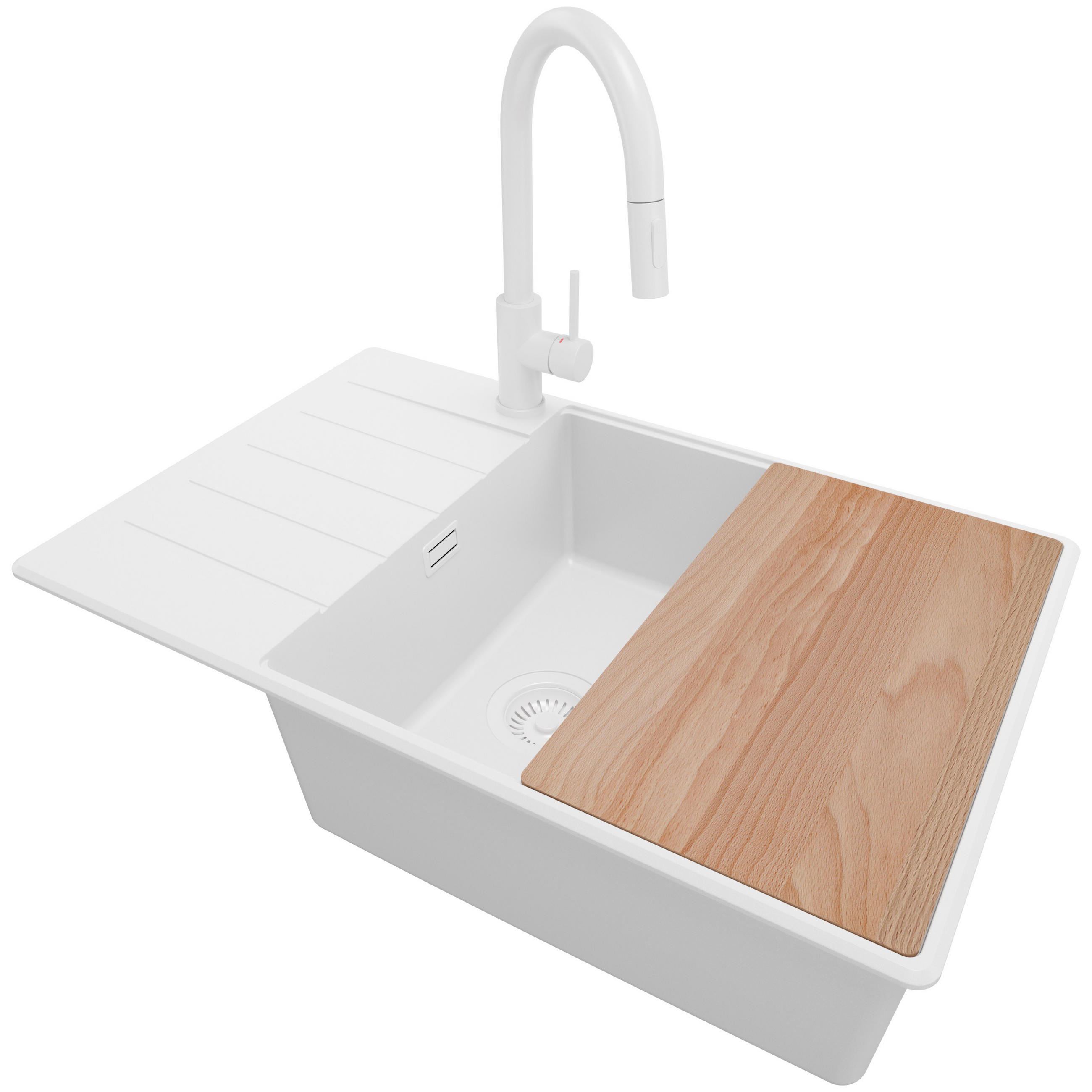 Primagran Granitspüle Weiß, Weiß, Weiß, Beige 78x20x50 cm