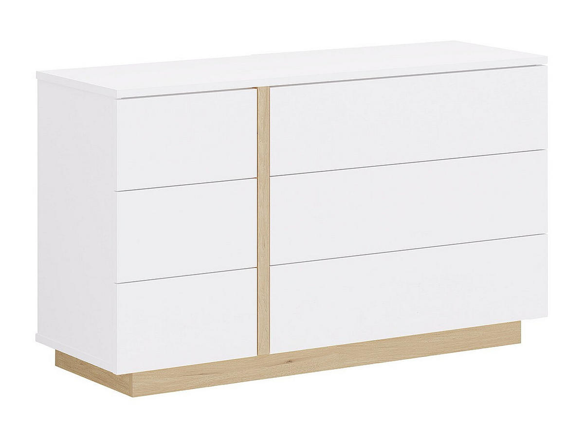 KOMMODE mit 6 Schubladen - Weiß & Holzfarben - NAPOLI II - Weiß/Naturfarben, Holz (120/70/39cm) - Vente-Unique
