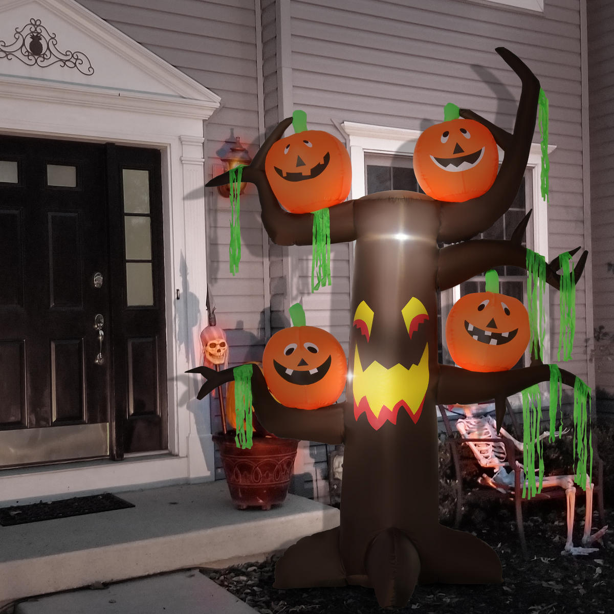 HALLOWEENSKÝ NAFUKOVACÍ STROM, vícebarevný, polyester - různobarevná, plast (80/240/180cm) - HOMCOM