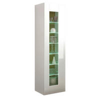 VITRINE weiß Hochglanz, Grandson Eiche, Vitrinenschrank hängend, stehend 45 x 166 cm - Weiß Hochglanz/Eichefarben, Holzwerkstoff (45/166/38cm) - Furn.Design
