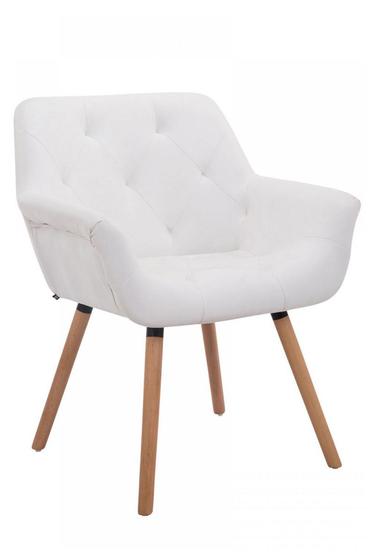 ARMLEHNENSTUHL Lederlook weiß - Eukalyptusholzfarben/Weiß, Holz/Textil (67/83/60cm) - CLP