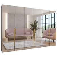 DREHTÜRENSCHRANK 202/300/52 6-türig - Beige/Goldfarben, Holz/Metall (300/202/52cm) - Abiks Möbel