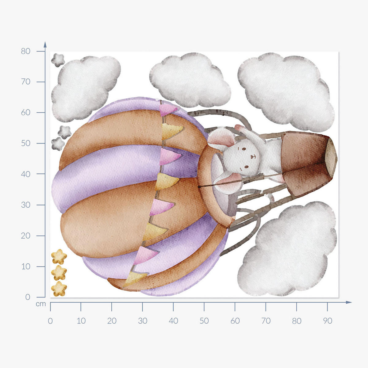 WANDAUFKLEBER 80x94cm - Ballonfahrt - Multicolor, Kunststoff (80/94/0.1cm) - Wallfluent