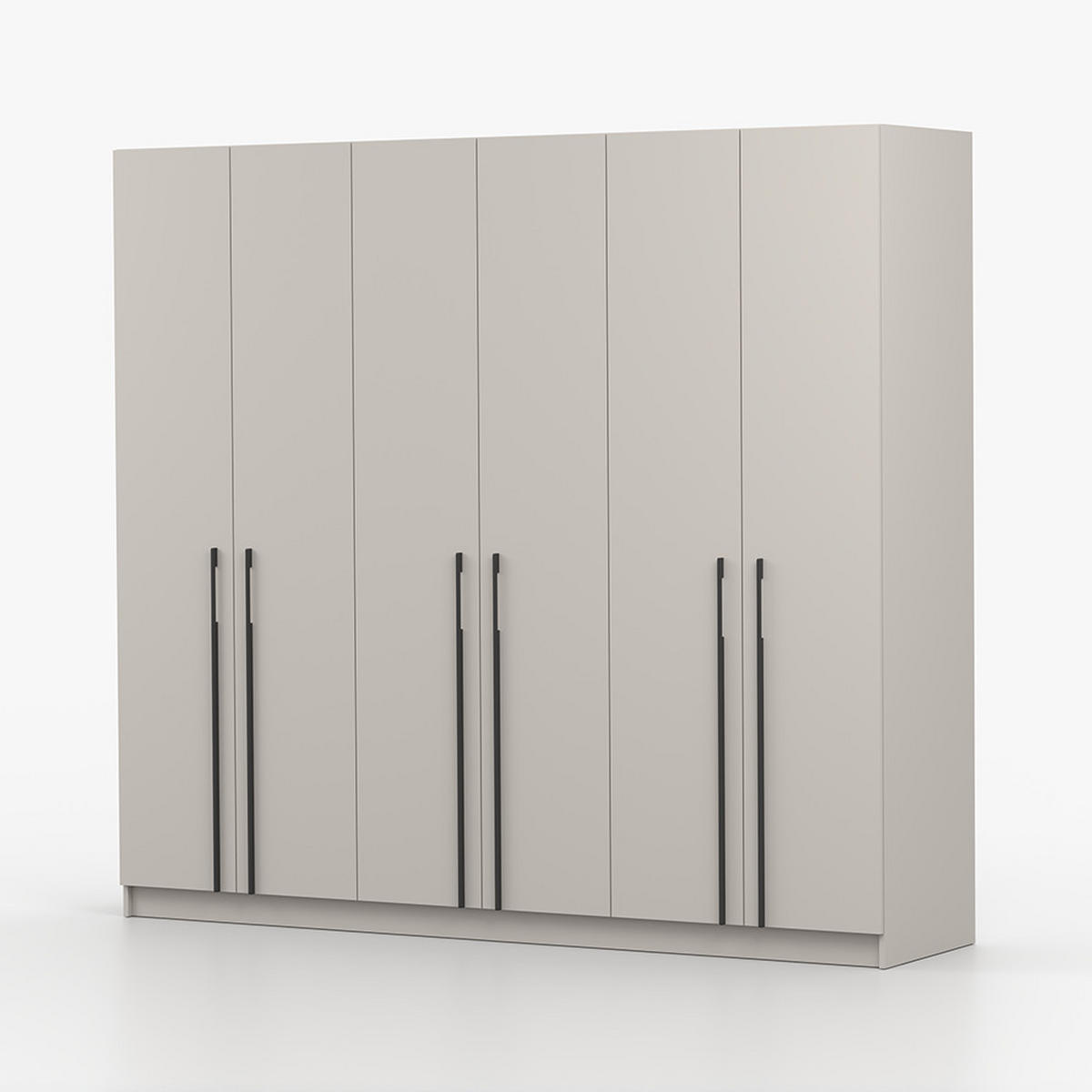 DREHTÜRENSCHRANK ROSA II 6D 230/210/55 cm 6-türig Kaschmir - Kaschmir/Schwarz, Holz/Holzwerkstoff (230/210/55cm) - imoebel24