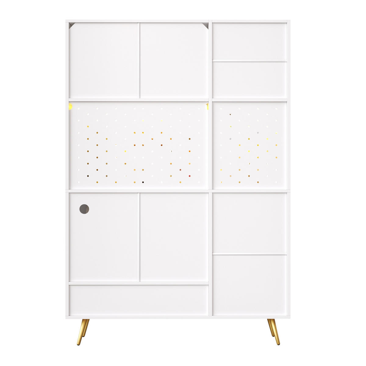 ANRICHTE 120/40/176 cm in Weiß mit LED-Beleuchtung und USB-Anschlüssen - Weiß, Holzwerkstoff (120/176/40cm) - Flora Grace