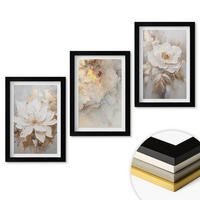 WANDBILDER 3er-Set - 20x30 cm Schwarzer Rahmen - Blumen heller abstrakter Hintergrund - Schwarz, Kunststoff (20/30cm) - ArtPrintCave