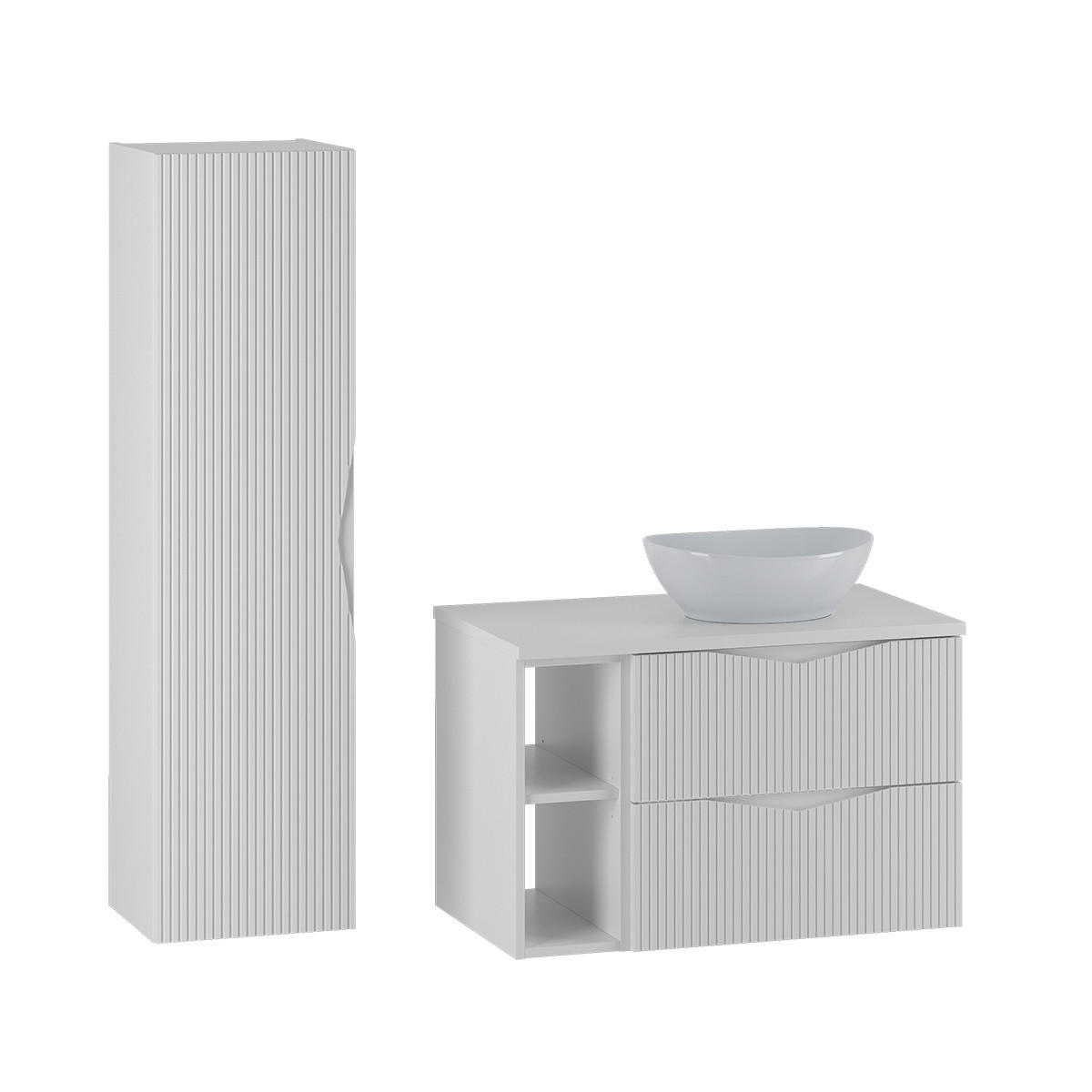 BADMÖBEL Tao 2er-Set Weiß - Weiß, Holzwerkstoff (80.6/52.2/46.5cm) - Petits-meubles