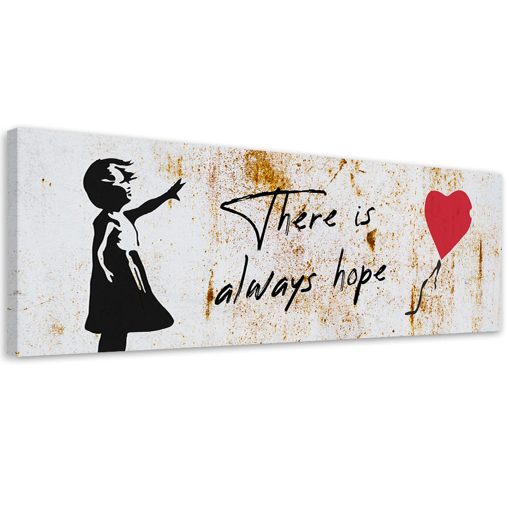 LEINWANDBILD Banksy Girl mit Luftballon 150x50cm - Beige, Textil (150/50cm) - Feeby