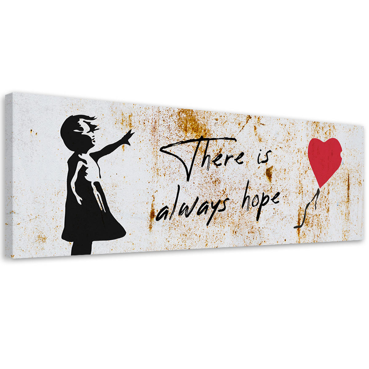 LEINWANDBILD Banksy Girl mit Luftballon 90x30cm - Beige, Textil (90/30cm) - Feeby
