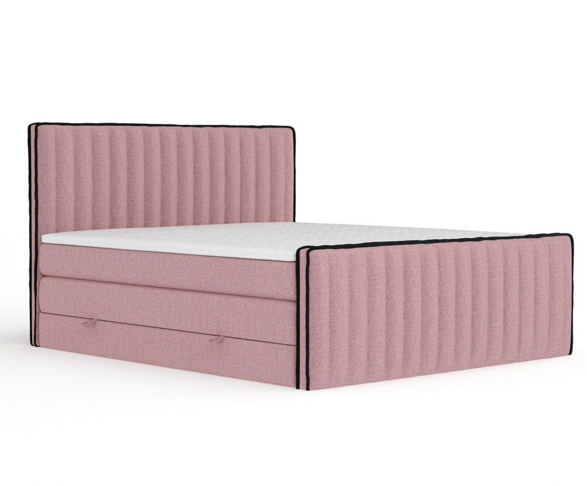 BOXSPRINGBETT Nocturne Rosa 140/200 cm - Schwarz/Rosa, Holz/Holzwerkstoff (140/200cm) - Maison de Reve
