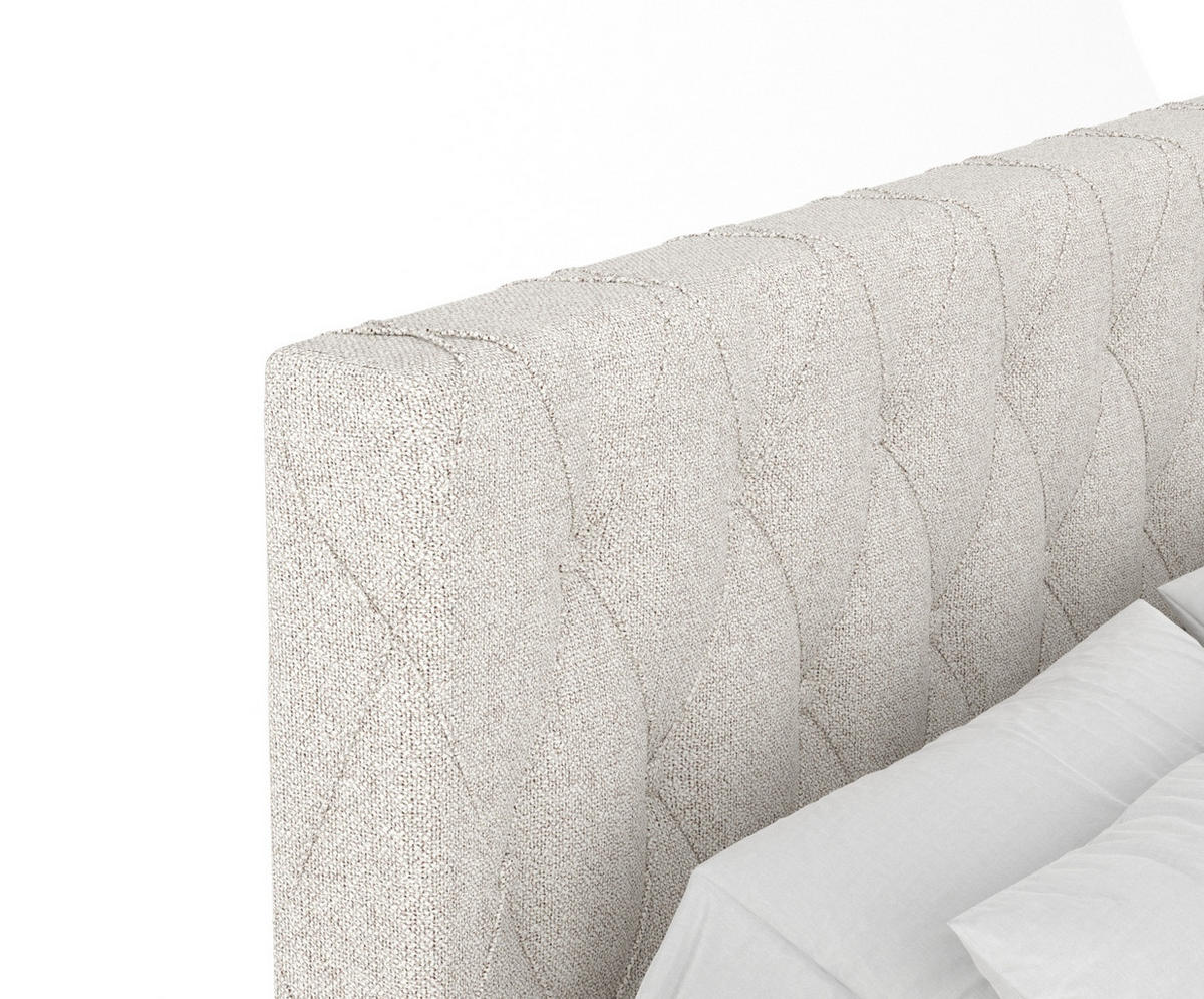BOXSPRINGBETT Otus Hellbeige 140/200 cm mit Latex-Topper - Beige/Silberfarben, Holz/Holzwerkstoff (140/200cm) - Maison de Reve