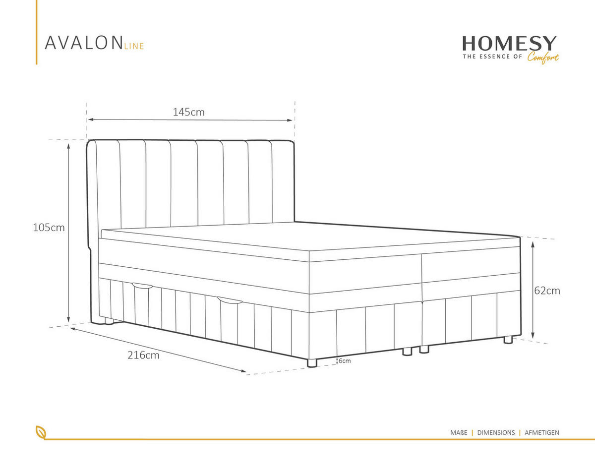BOXBETT AVALON 140 x 200 cm mit Bettkasten und Topper - Dunkelgrün - Dunkelgrün, Holz - Homesy