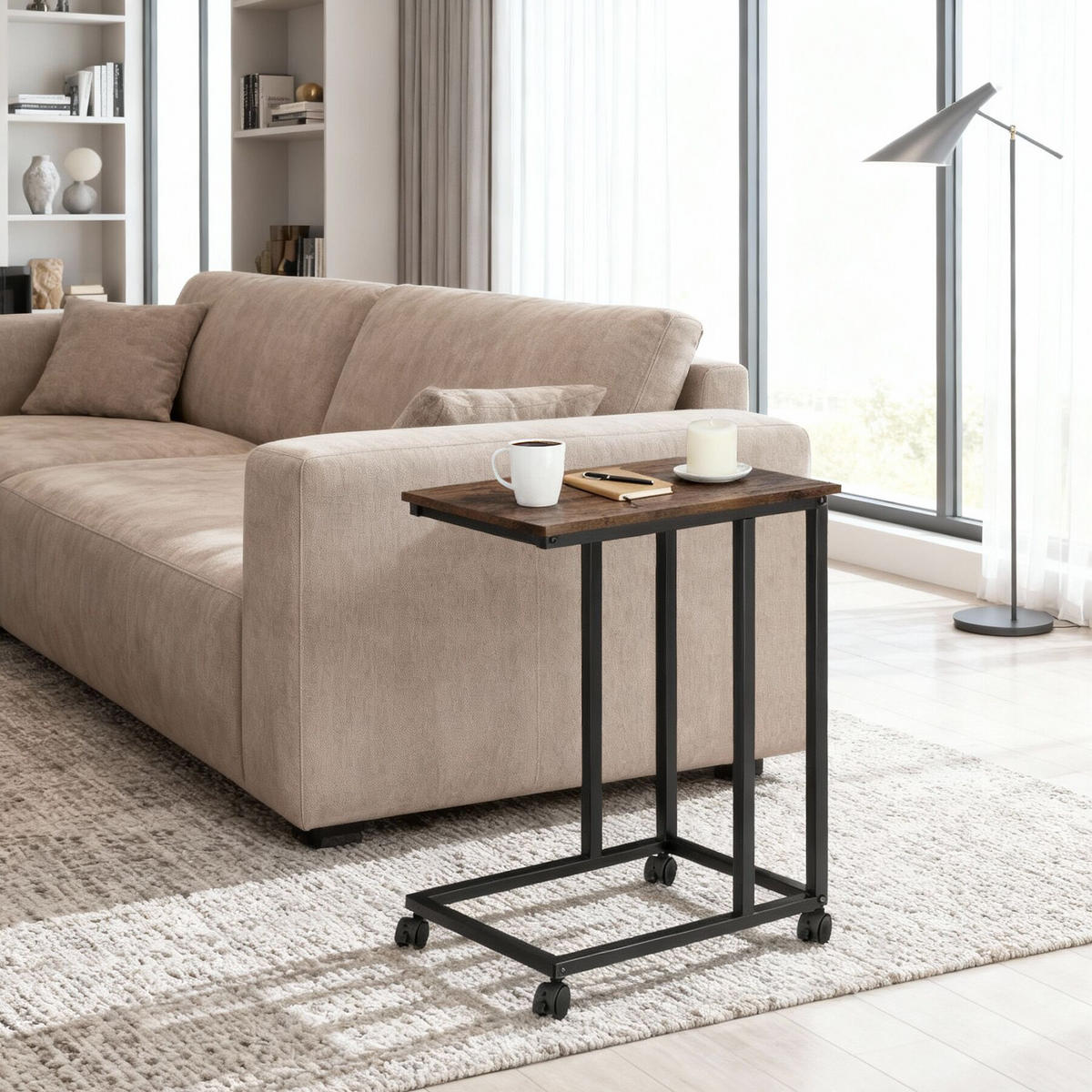 BEISTELLTISCH Luton,48 x 35 x 70 cm,Industrial Holz dunkel, rustikal - Rostfarben, Holz (48/35/70cm) - tectake