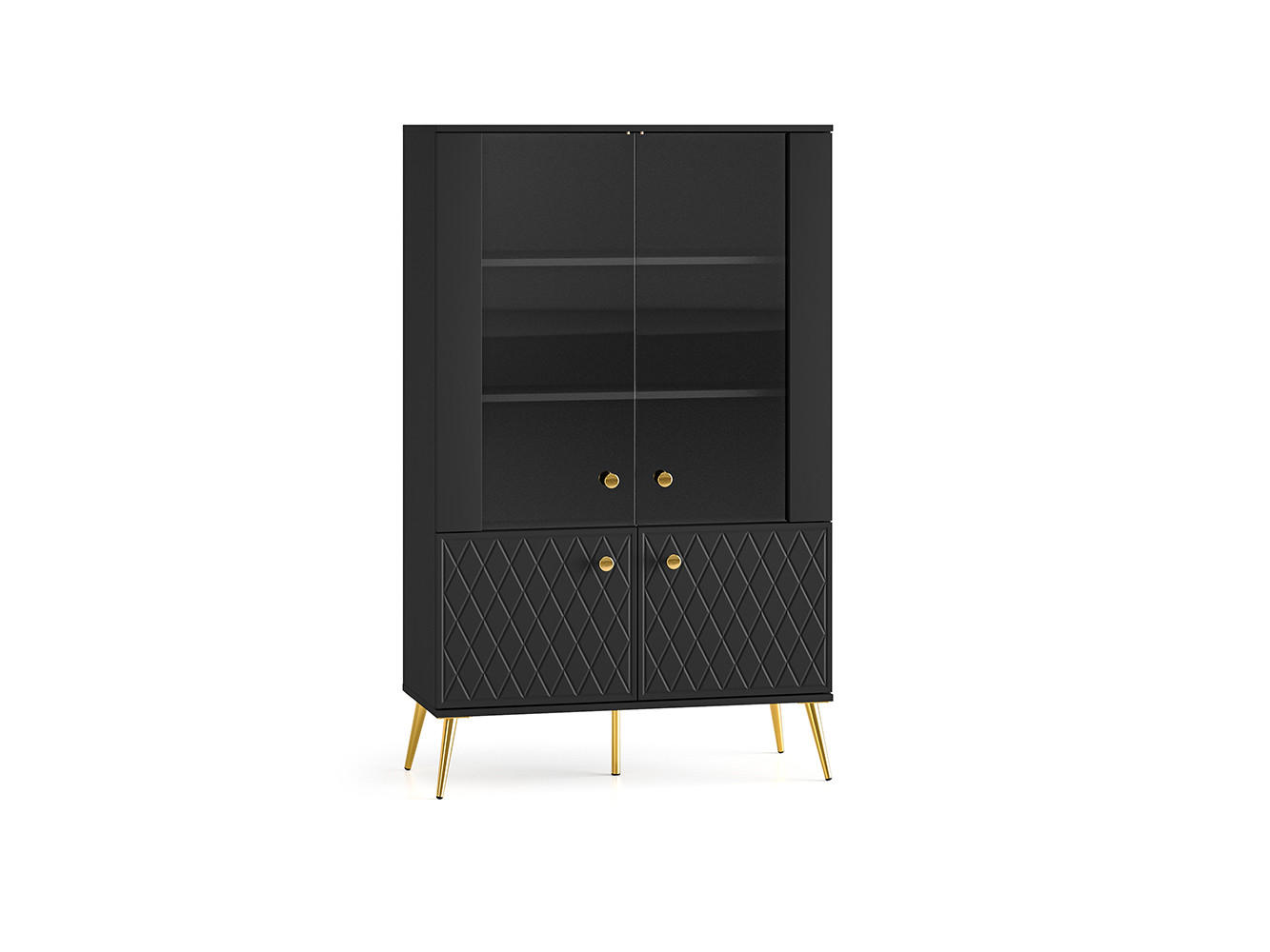 VITRINE Eljot Schwarz Matt / Gold 92 / 40 / 149cm - Goldfarben/Schwarz, Holz/Holzwerkstoff (92/149/40cm) - Feldmann-Wohnen