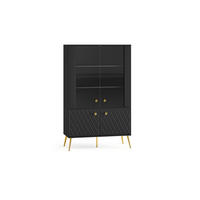 VITRINE Eljot Schwarz Matt / Gold 92 / 40 / 149cm - Goldfarben/Schwarz, Holz/Holzwerkstoff (92/149/40cm) - Feldmann-Wohnen