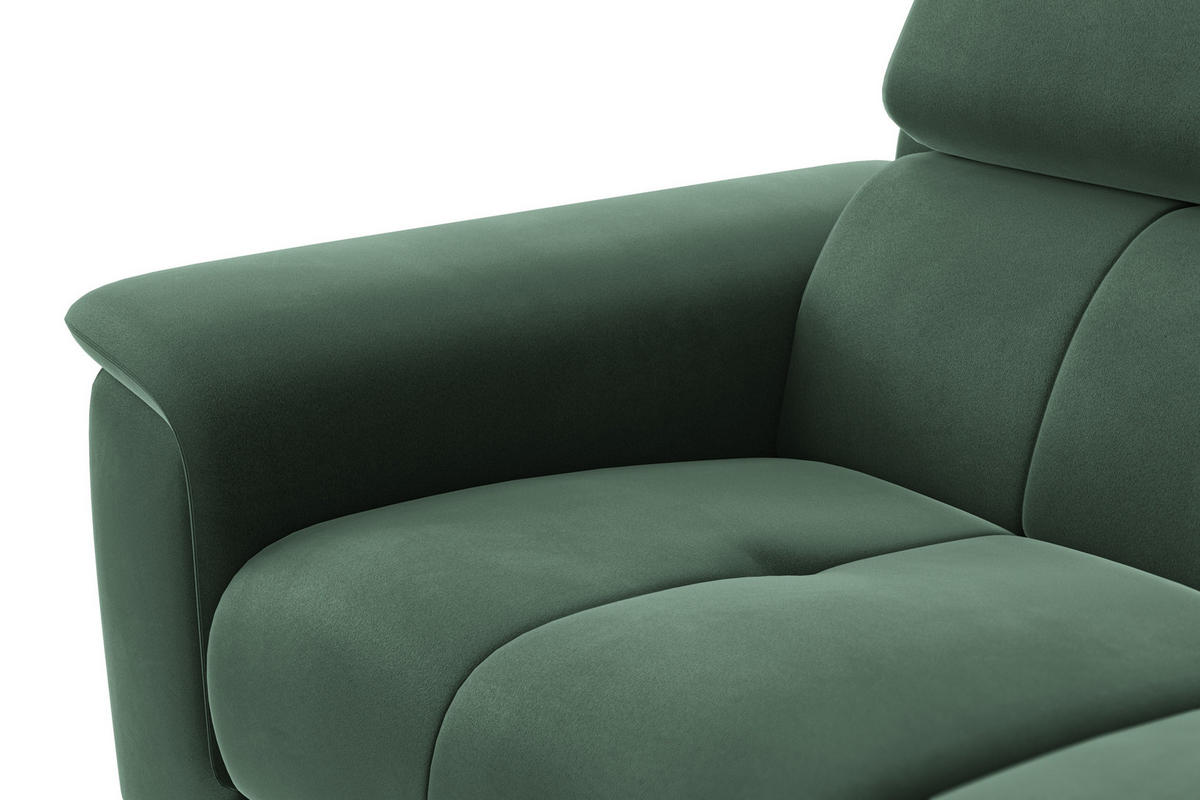 SOFA FIERO 2-Sitzer, Grüner Veloursstoff - Schwarz/Grün, Holz/Textil (170/82/103cm) - Courtois Laville