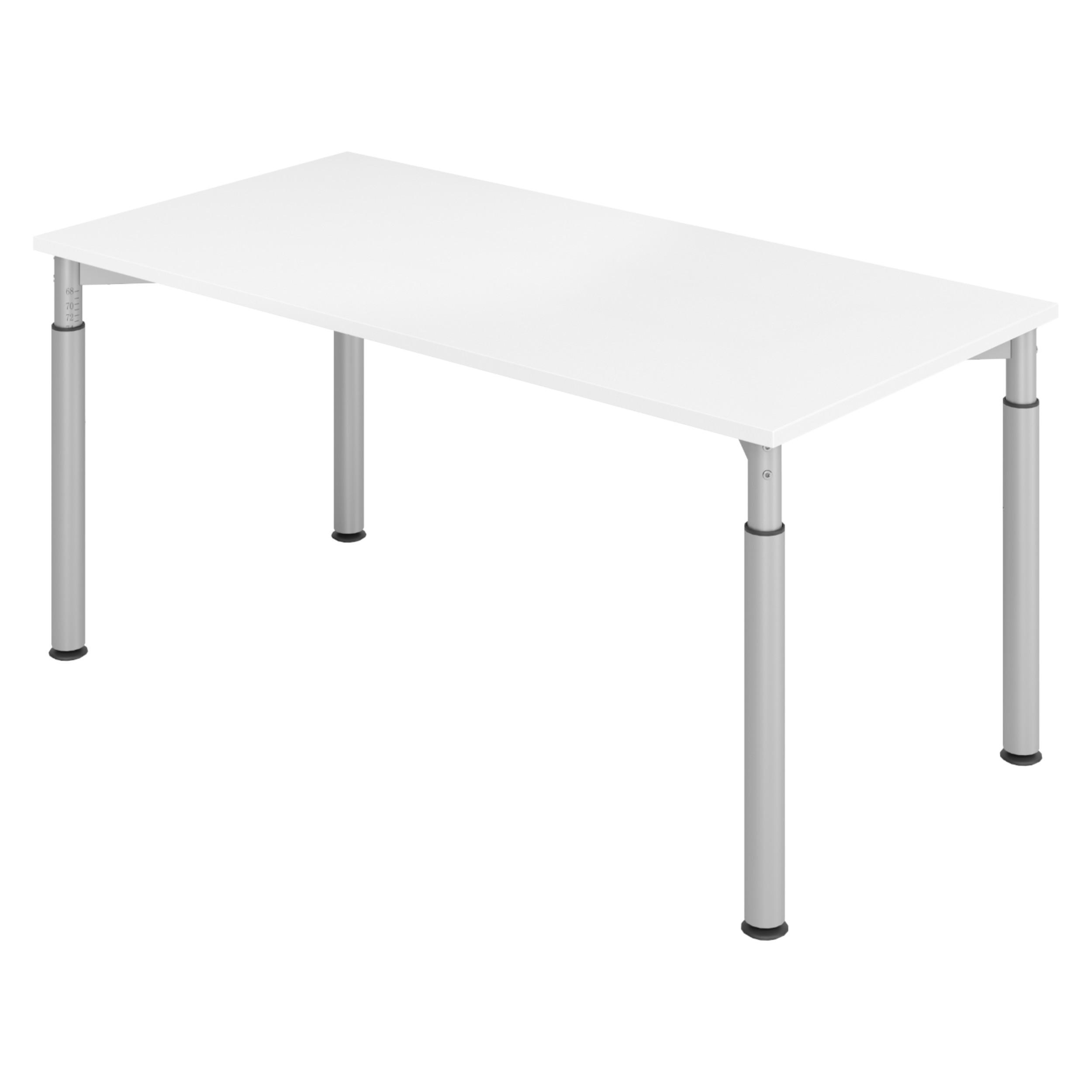 SCHREIBTISCH Serie-Y 80/160/74 cm in Weiß/Silberfarben - Silberfarben/Weiß, Holzwerkstoff (80/160/74cm) - bümö