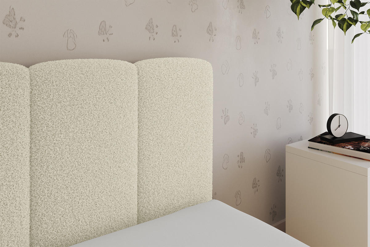 EINZELLBETT Jugendbett mit Bettkasten, Links - DEXY 90x200 Beige - Champagner, Holzwerkstoff/Textil (90/200cm) - ALTDECOR