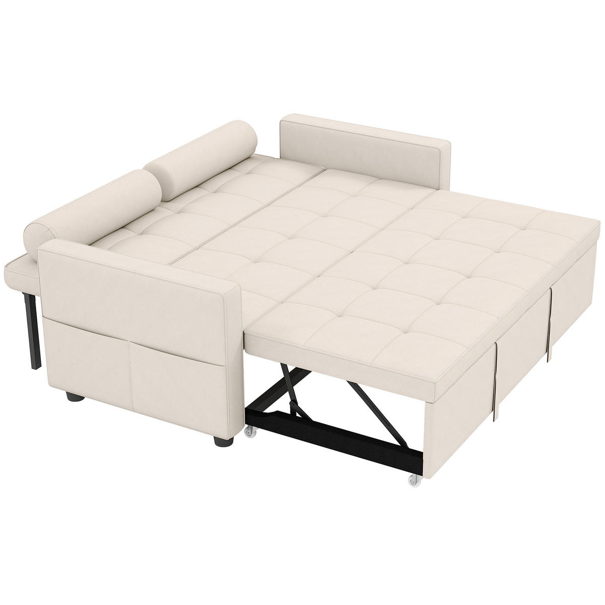 SCHLAFSOFA 2-Sitzer DE-14660 3-in-1 & 7-fach verstellbar Beige - Beige, Metall (137.5/84/80.5cm) - ComfortXL