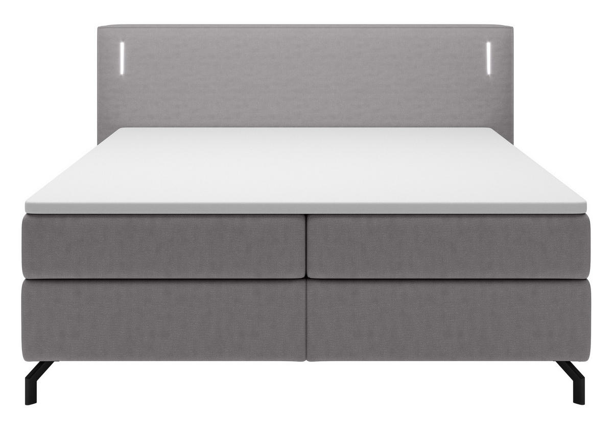 BOXBETT Lanco Grau Velours 180/200 cm - Schwarz/Grau, Textil/Metall (180/200cm) - Selsey